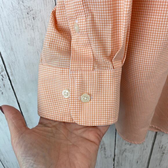 Lauren Ralph Lauren Orange Check Regular Fit UltraFlex Dress Shirt XL 17 1/2 - Picture 4 of 10